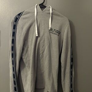 Tommy Hilfiger Gray Hoodie with Logo Stripes